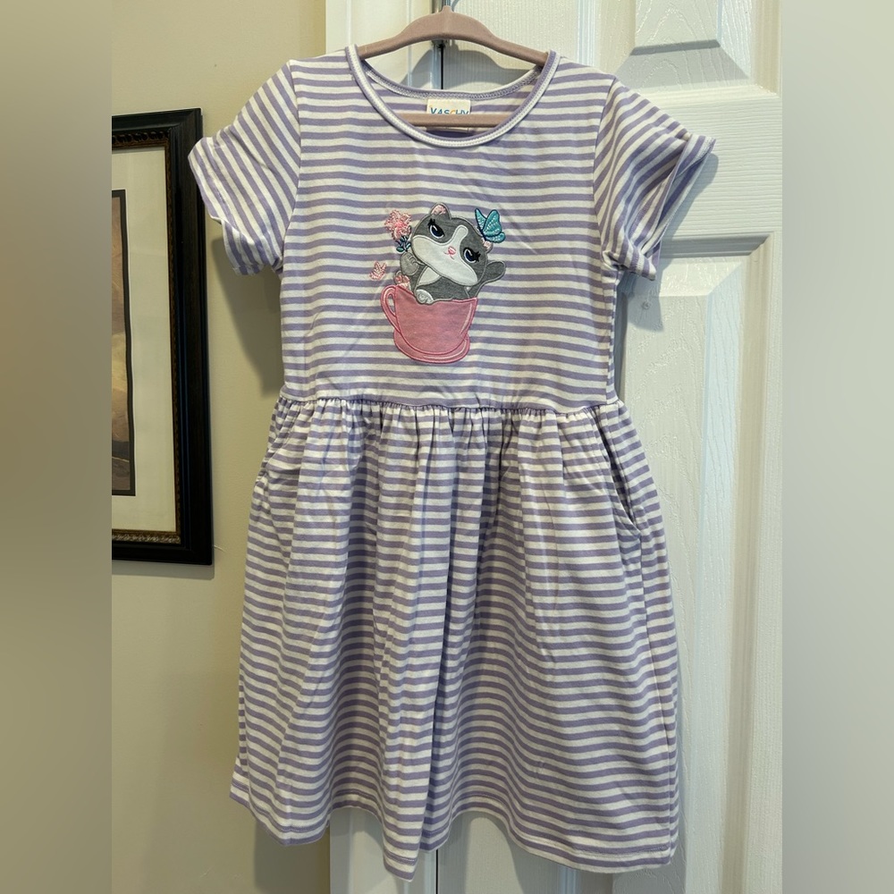 Purple Striped Kitty Teacup Dress 🫖😻